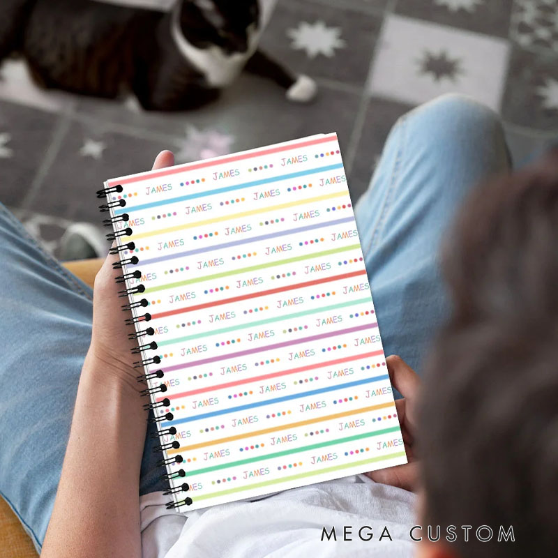 Personalized Colorful Butterfly Rainbow Spiral Notebook with Name Birthday Friendship Back To School Gift for Kids Friends