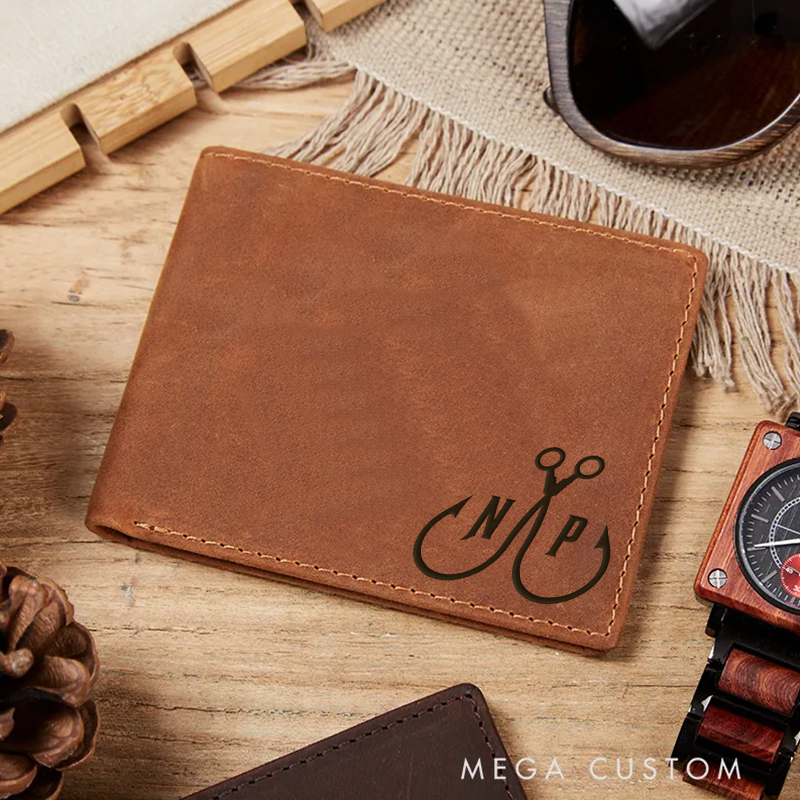 Personalized Fishing leather wallet Fishing wallet for men Wallet for fisherman Durable and Stylish Gift for Fishermen and Outdoor Lover