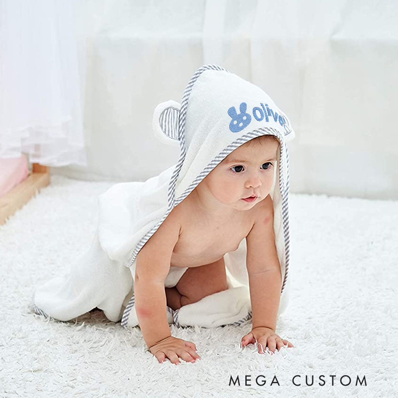 Personalized Baby Towel for Kids with Fun Ear Details and Soft Fabric Perfect for Bath Time