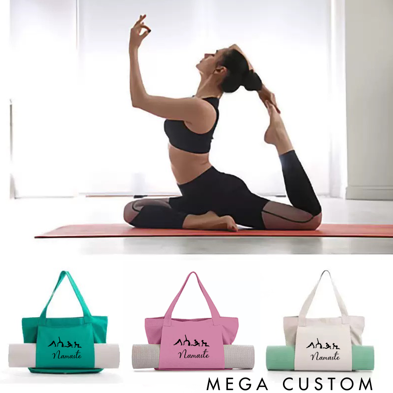 Personalized Yoga Mat Tote Bag Yoga Mat Bag with Yoga Action Design Pilates Bag Meditation Bag Perfect for Yoga Lover