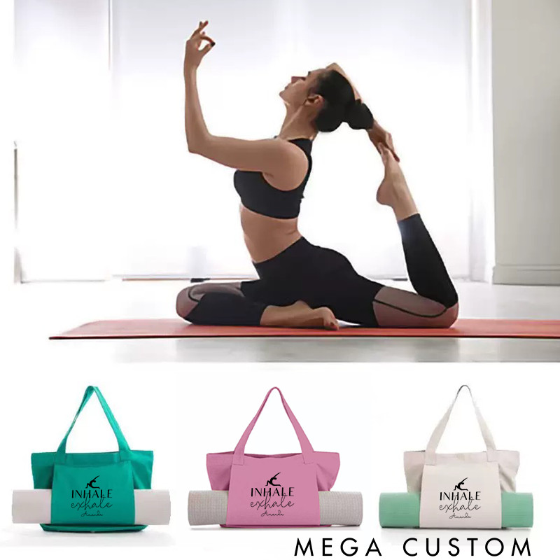 Personalized Inhale Exhale Yoga Tote Bag Yoga Mat Bag with Yoga Action Design Pilates Bag Meditation Bag Perfect for Yoga Lover