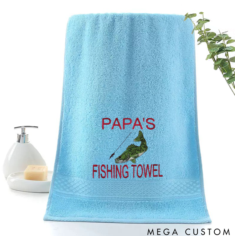 Personalized Fishing Towel Soft and Absorbent with Embroidered Text Perfect for Fishing Enthusiast