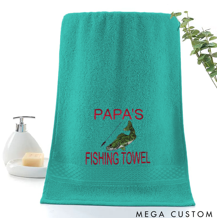 Personalized Fishing Towel Soft and Absorbent with Embroidered Text Perfect for Fishing Enthusiast