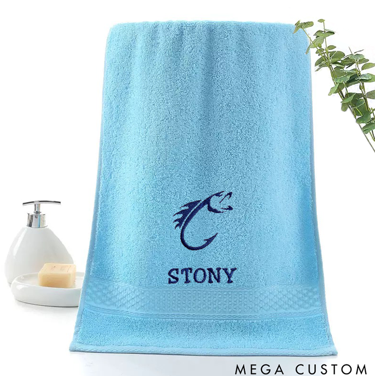 Personalized Fishing Hand Towel Grommet Fishing Microfiber Sports Towel Custom Boating Towel Fishing Gift Perfect for Fishing Lover