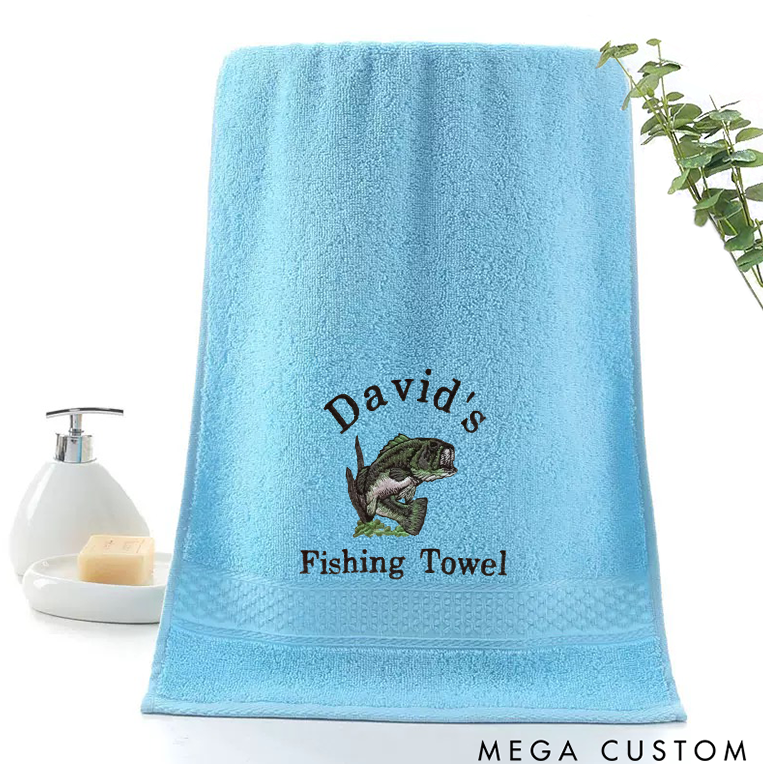 Personalized Bass Fishing Towel Fishing Microfiber Sports Towel Soft Absorbent Cotton Fishing Gift Perfect for Fishing Lover