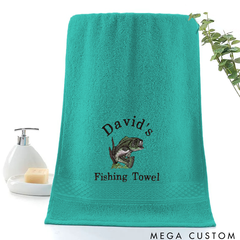 Personalized Bass Fishing Towel Fishing Microfiber Sports Towel Soft Absorbent Cotton Fishing Gift Perfect for Fishing Lover