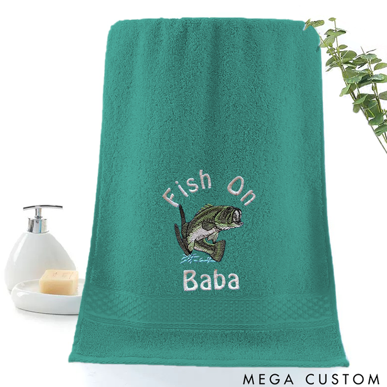Personalized Fishing Embroidered Hand Towel Fishing Towel Bass Fishing Towel Fisherman Gift Perfect Gift for Fishing Lover