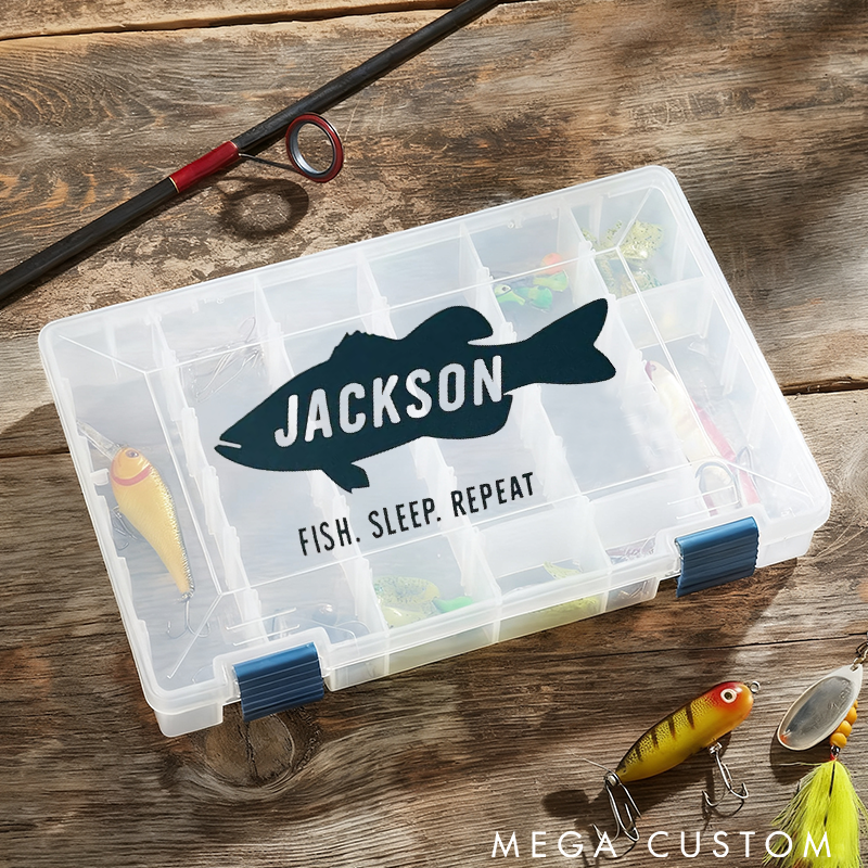 Personalized Fishing Tackle Box for Dad Custom Gift for Fisherman Dad or Grandpa Plano Fishing Storage case Perfect Gift for Fishing Lover
