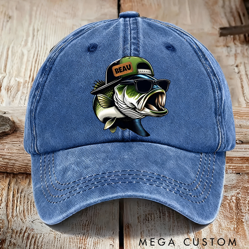 Personalized Funny Cartoon Fish Embroidered Fishing Hat Durable Cap for Anglers Perfect for Outdoor Adventures and Unique Fishing Gifts