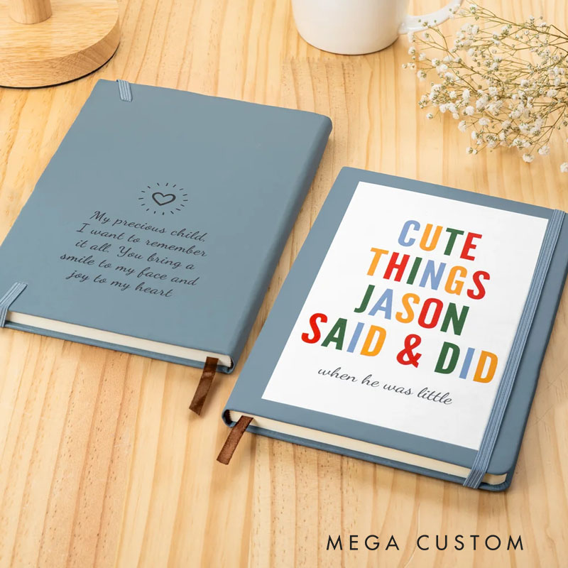 Personalized Cute Things My Kids Said & Did Memory Journal Notebook with Name Childhood Record Book Baby Shower Gift for New Parents