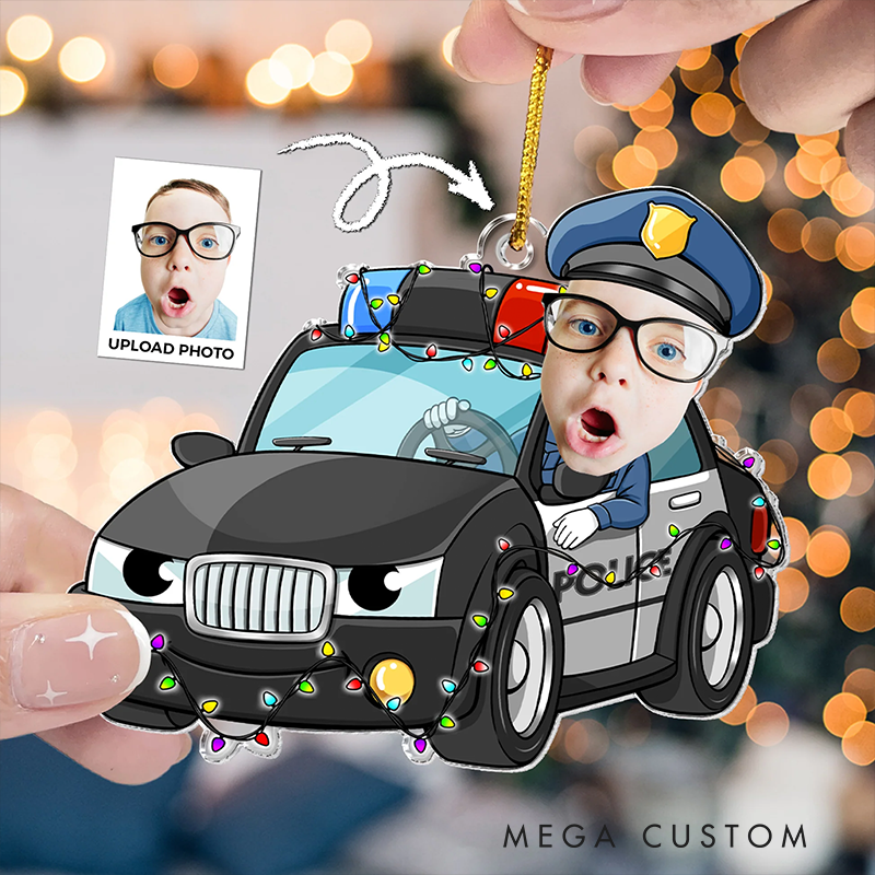 Personalized Police Officer Christmas Ornament Cartoon Face Gift for Police Children