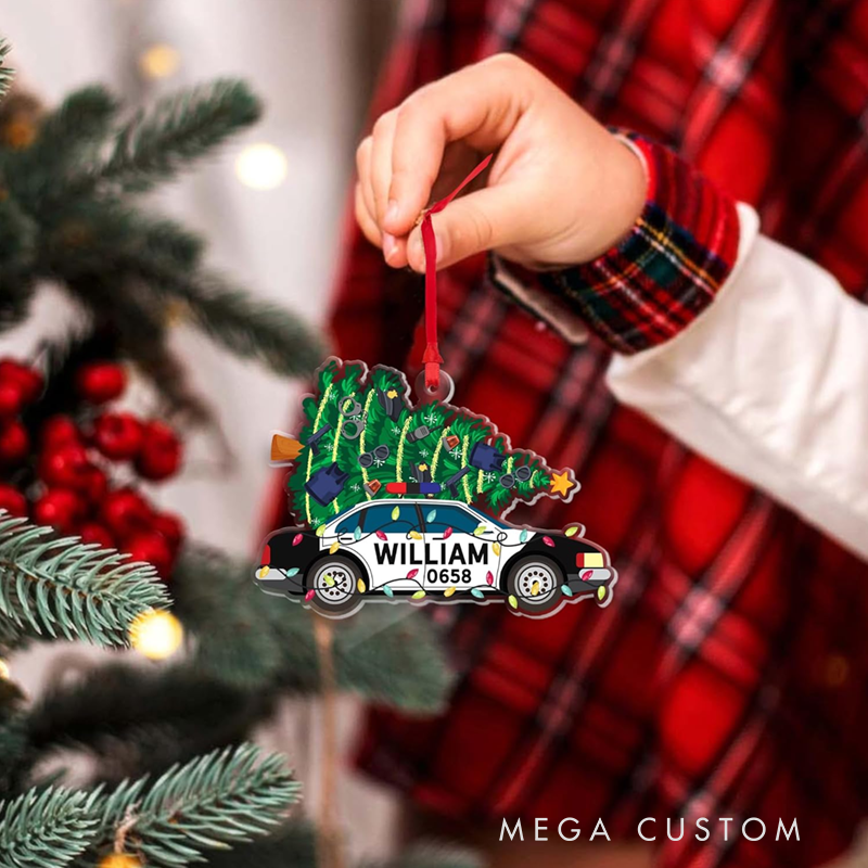Personalized Festive Police Car Christmas Ornament Perfect Gift for Law Enforcement Officers and Families