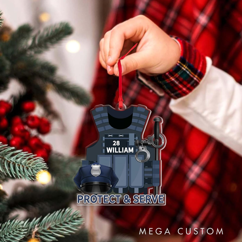 Personalized Police Vest Christmas Ornament Perfect Gift for Law Enforcement Officers and Families