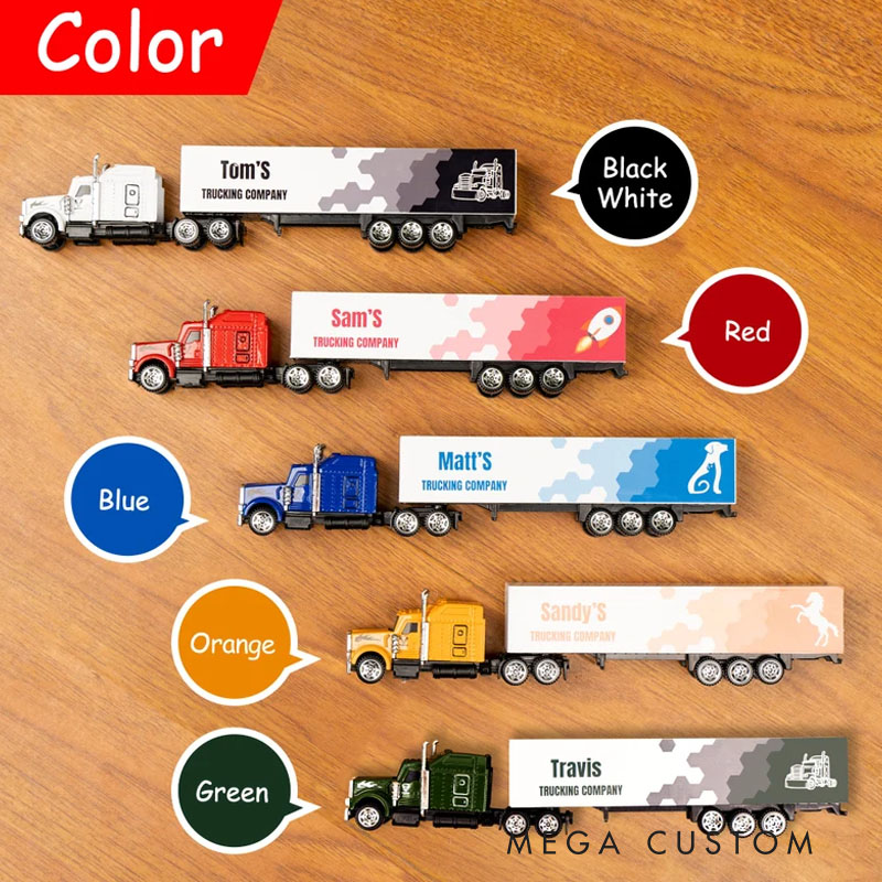Personalized Toy Lorry Trailer Aluminium Alloy Model with Child's Name Birthday Christmas Children's Day Gift for Kids