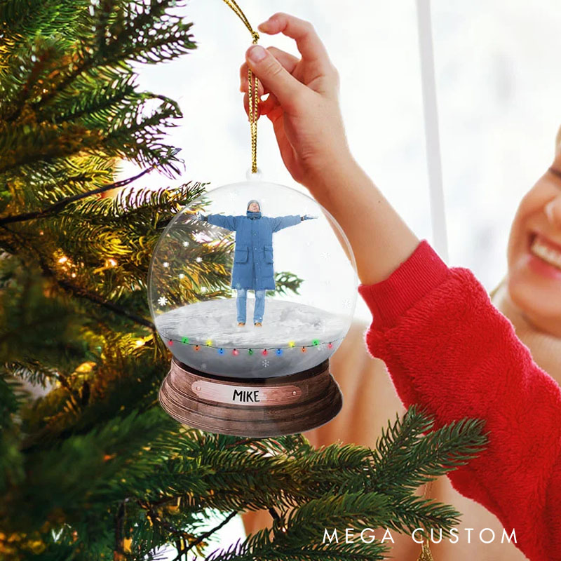 Personalized Snowglobe Design Christmas Ornament with Photo Christmas Tree Decor Gift for Family