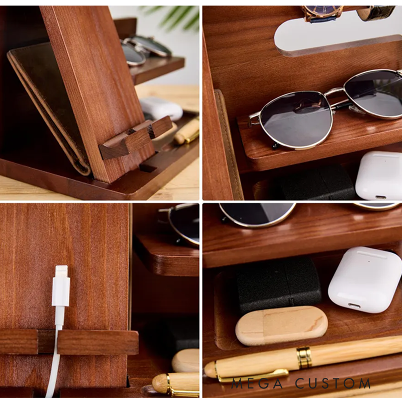 Personalized Firefighter Themed Wooden Desk Organizer with Custom Name Gift for Firefighters