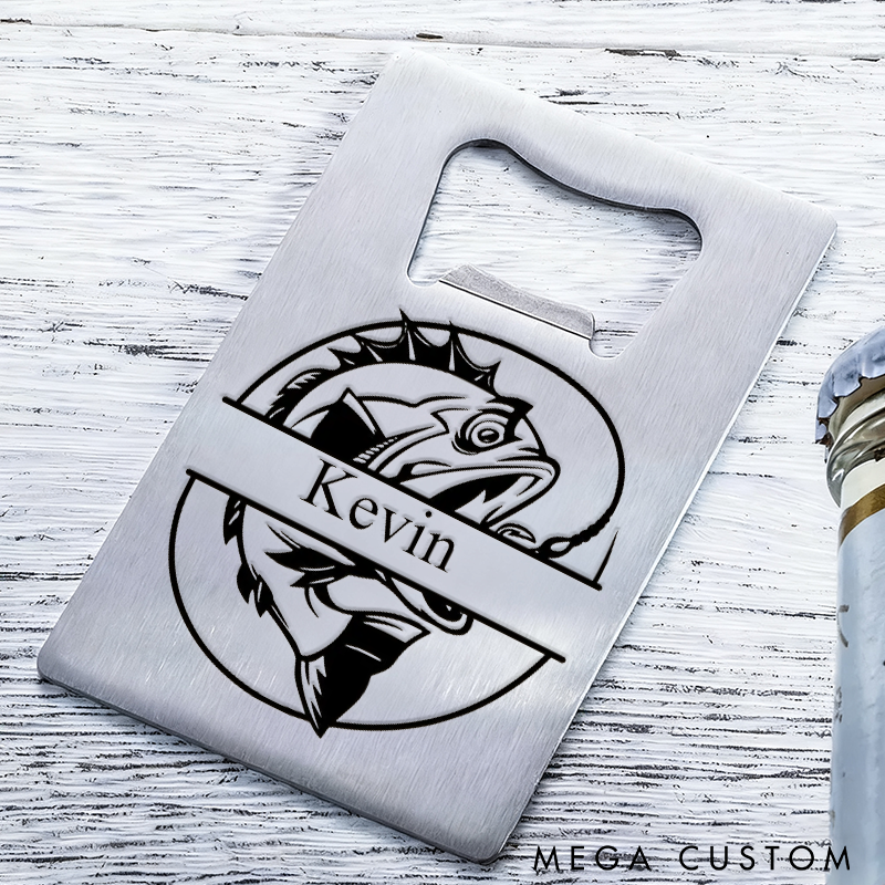 Personalized Fishing Bottle Opener Custom Name Stainless Steel Card Portable and Durable Perfect Gift for Fishing Enthusiasts