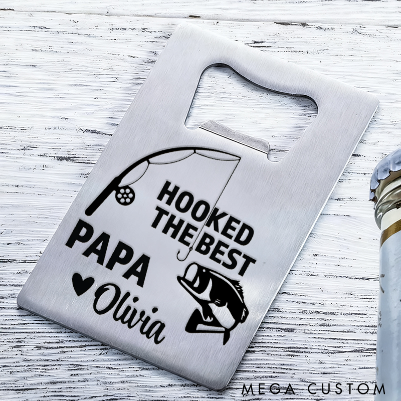 Personalized Fishing Bottle Opener Custom Name Stainless Steel Perfect Gift for Dad and Fishing Lover