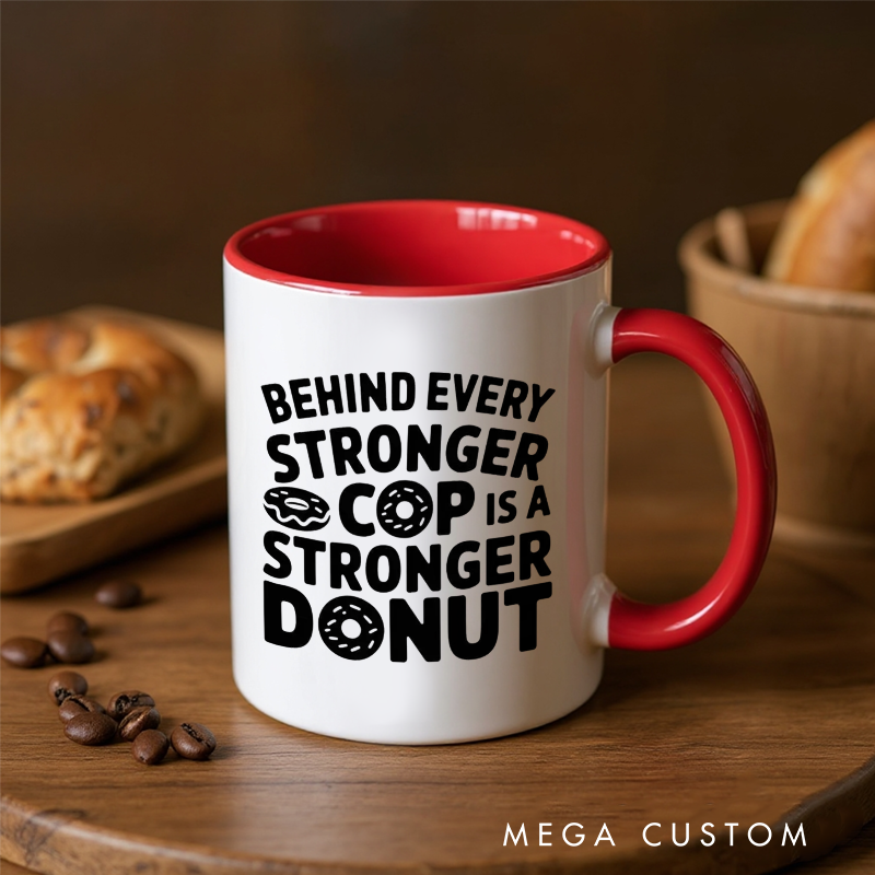 Personalized Police Officer Mug Custom Name Stronger Cop and Donut Design Gift for Police Officers