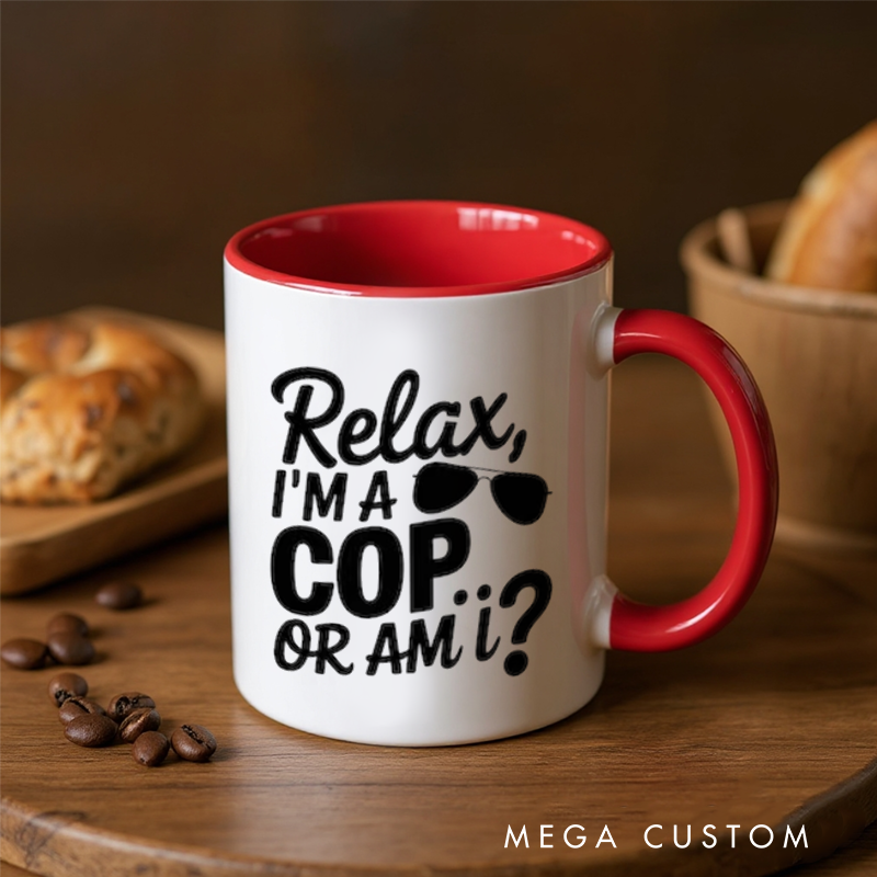 Personalized Police Officer Mug Custom Name Badge and Relax Cop Design Gift for Police Officers