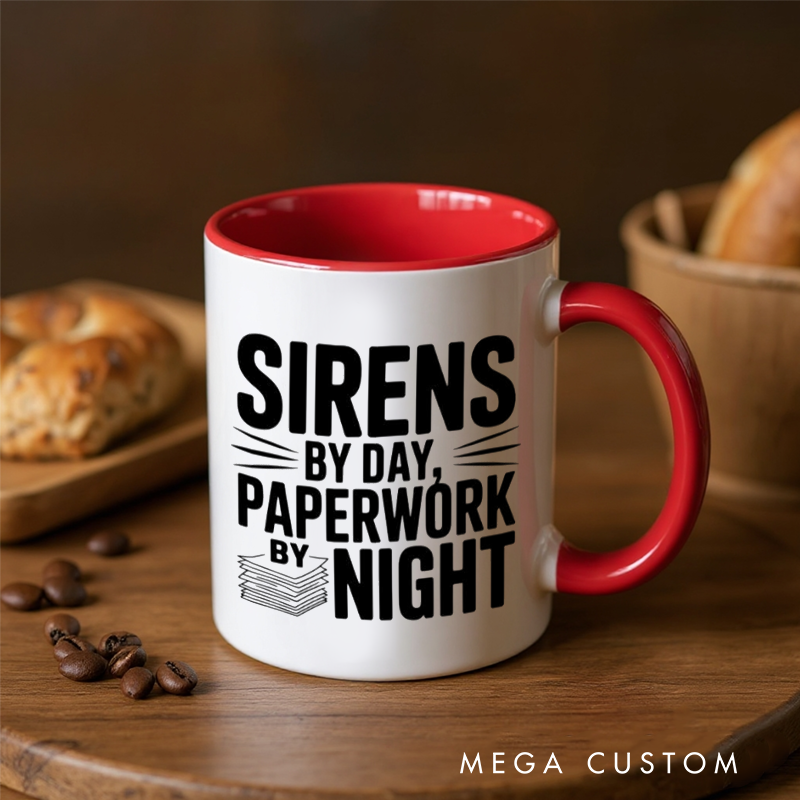 Personalized Police Officer Mug Custom Name Badge and Sirens Design Gift for Police Officers
