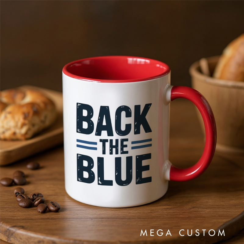 Personalized Police Officer Mug Custom Name Badge and Back the Blue Design Gift for Police Officers