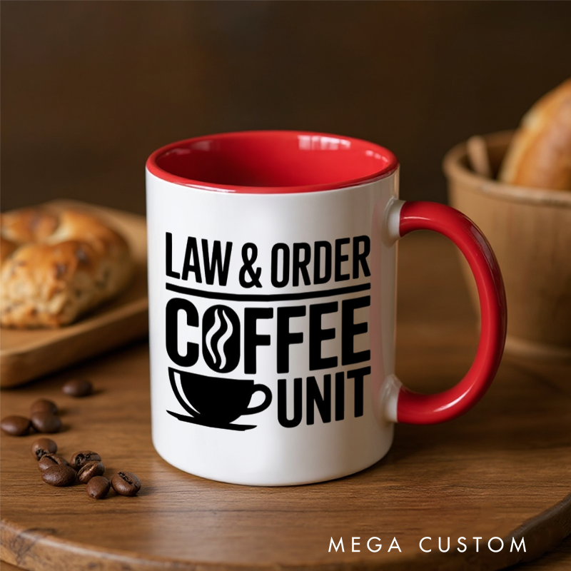 Personalized Police Officer Mug Thin Blue Line Silhouette and Law Order Coffee Unit Design Gift for Police Officers