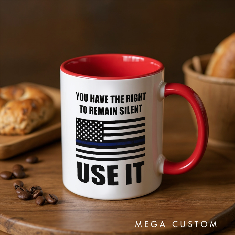 Personalized Police Officer Mug Custom Name Funny Officer Design and Right to Remain Silent Gift for Police Officers