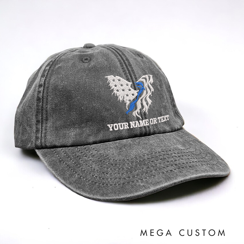 Personalized Police Embroidered Baseball CapThin Blue Line Angel Wing Design Unique Gift for Law Enforcement Officers