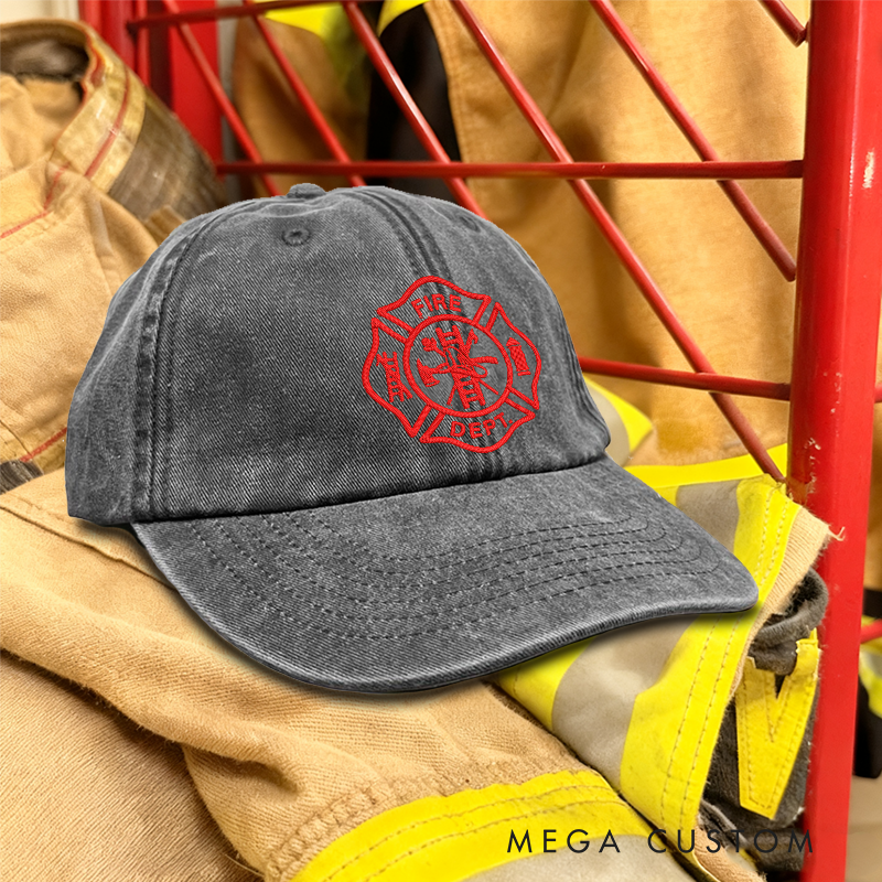 Personalized Fire Department Embroidered Baseball Cap with Classic Maltese Cross Design Thoughtful Gift for Firefighters