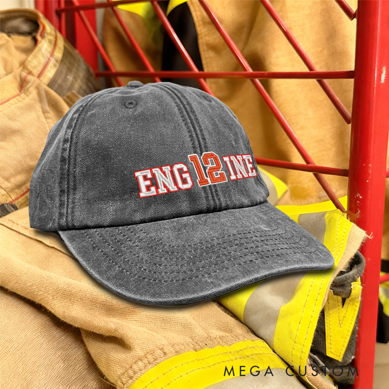 Personalized Engine 12 Firefighter Embroidered Baseball Cap Thoughtful Gift for Fire Department Heroes