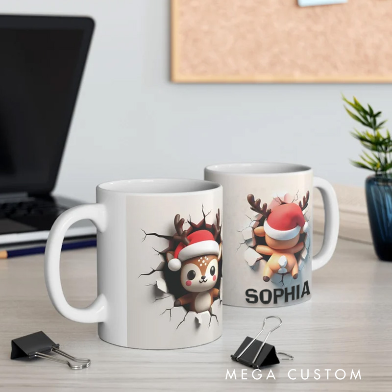 Personalized Snowman Surprise Mug with Festive Holiday Charm and Winter Delight 3D Inflated Effect Printed Mug