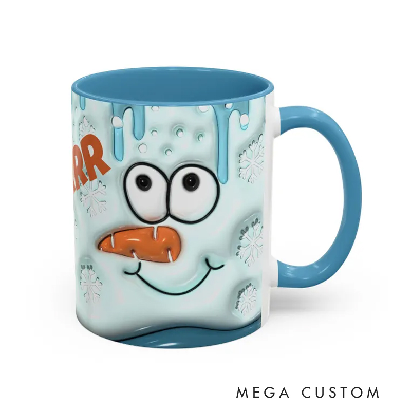 Personalized Name Frosty Fun Mug with Cheerful Snowman and Icy Winter Vibes 3D Inflated Effect Printed Mug Funny Christmas Gift