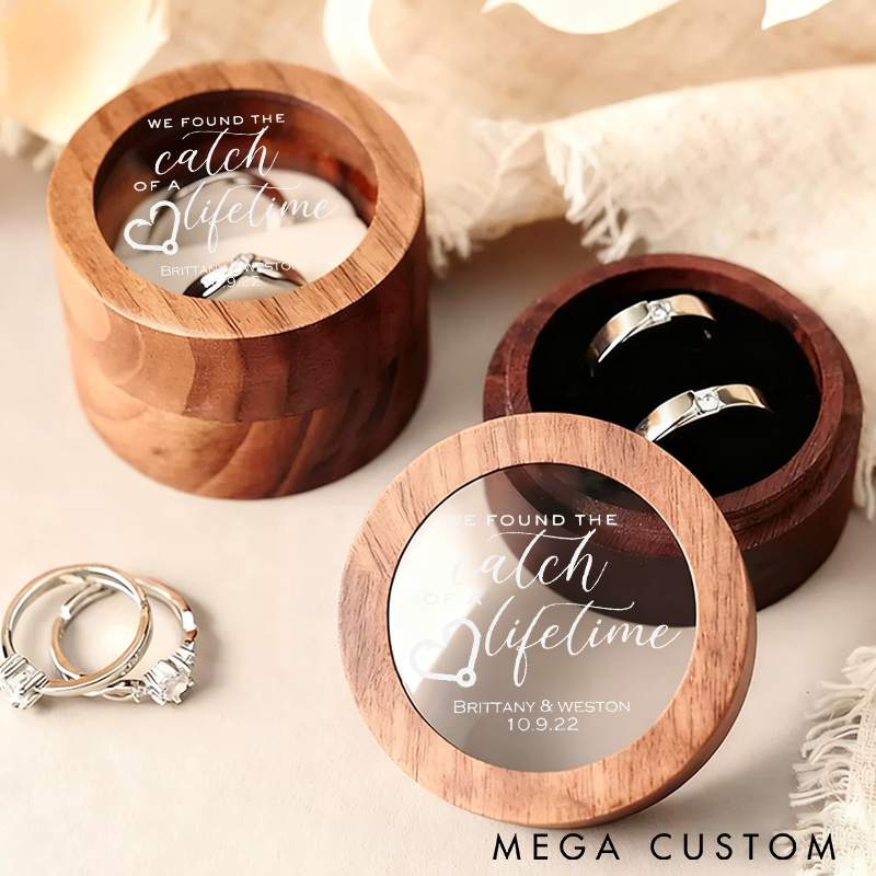 Personalized Fishing Themed Ring Box Catch of a Lifetime Ring Box Custom Names and Time Perfect for Couples Weddings Proposals or Anniversaries