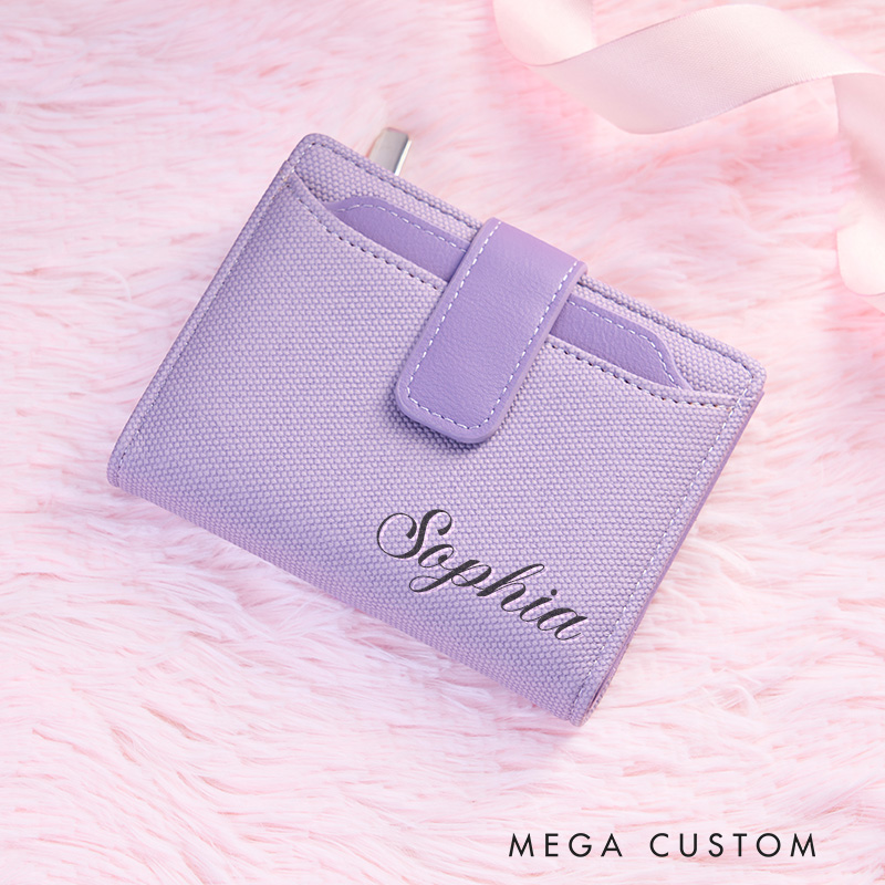 Personalized Elegant Lavender Wallet with Subtle Texture and Custom Name for Stylish and Functional Use Wallet