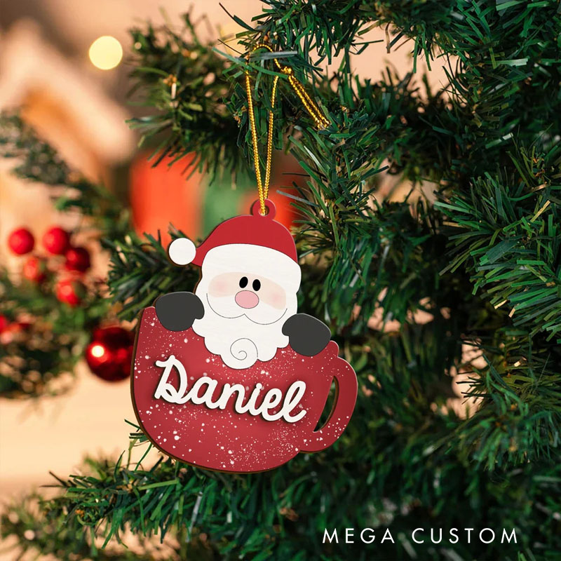 Personalized Festive Mug Christmas Ornament with Cute Characters and Custom Names for Joyful Holiday Decor Christmas Ornament