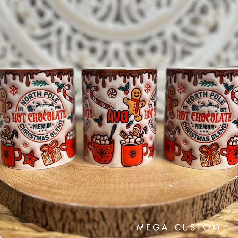 Personalized North Pole Hot Chocolate Mug with Festive Gingerbread and Holiday Accents for Cozy Winter Sips Mug