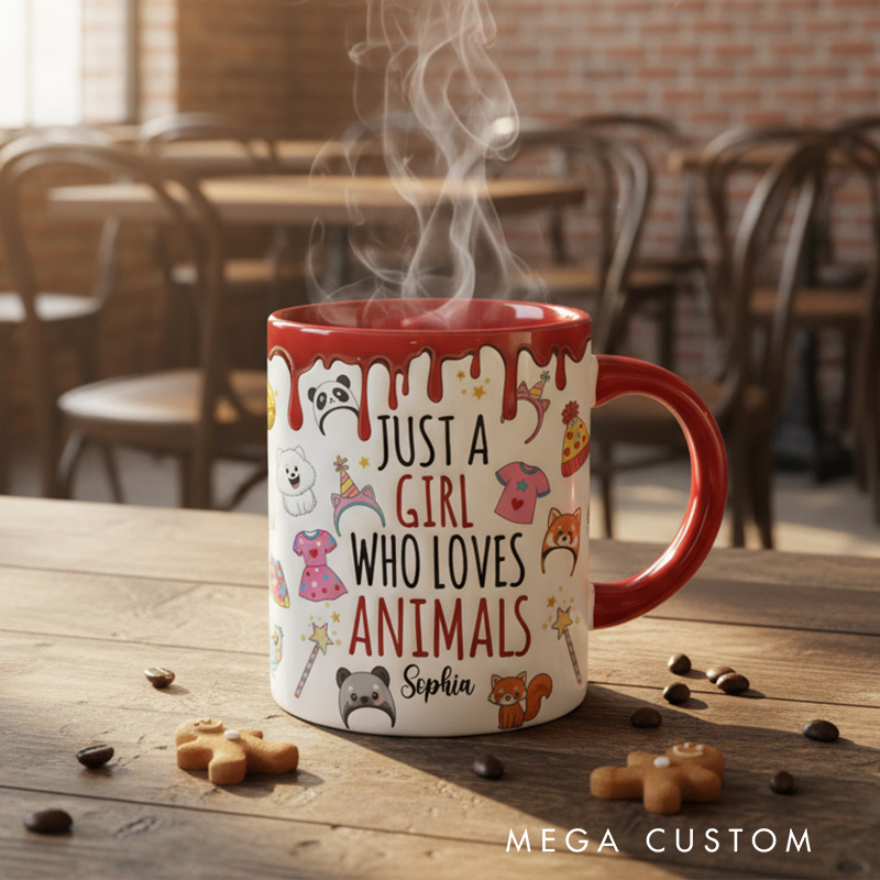 Personalized Animal Lover Mug with Cute Illustrations and Custom Name Perfect for Pet Enthusiasts and Gift Giving Mug