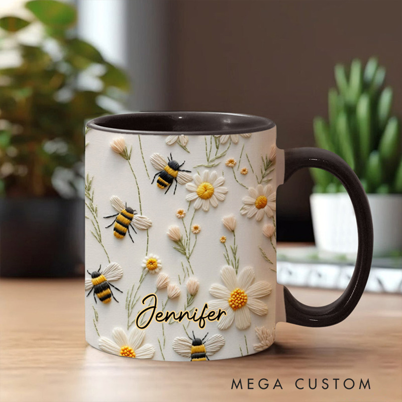 Personalized Bee Accent Mug Love Bees Gift for Kids Family