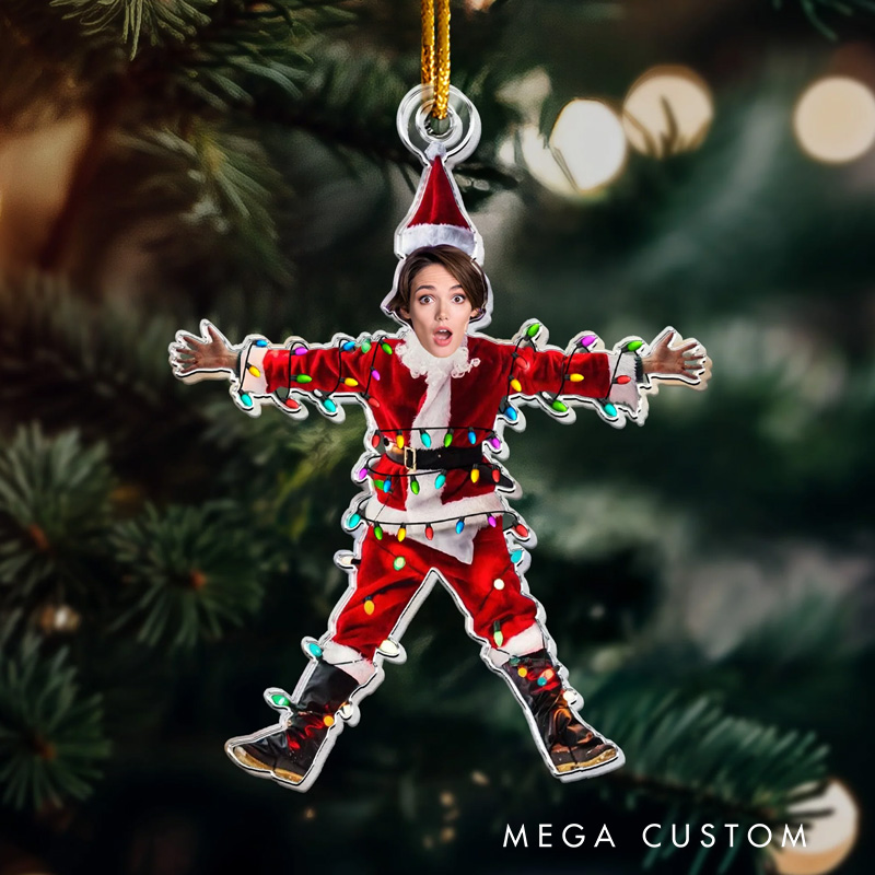 Personalized Family Photo Ornament Funny Christmas Shocked Custom Face Gift for Kids Family