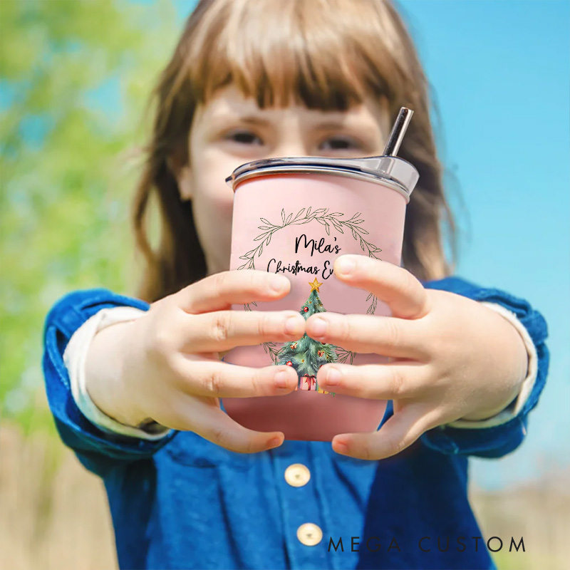 Personalized Christmas Tumbler with Custom Name and Festive Tree Design Perfect for Holiday Beverages and Celebrations Insulated Tumbler