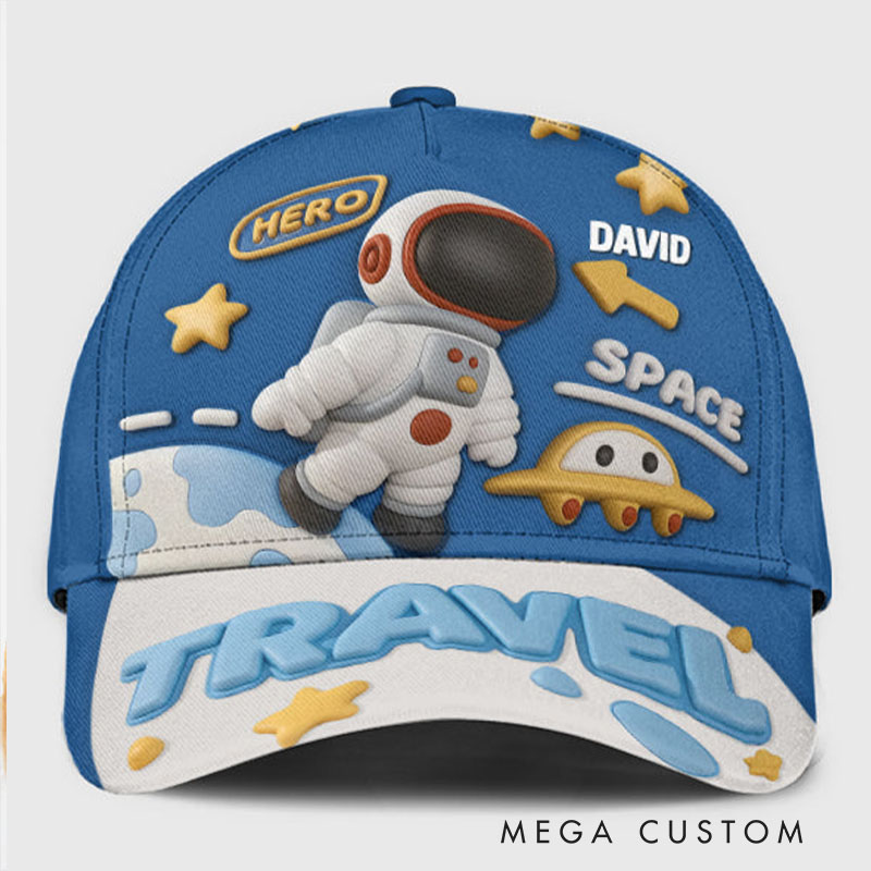 Personalized Space Adventure Cap with Custom Name and Playful Astronaut Design Perfect for Young Explorers Kid Classic Cap