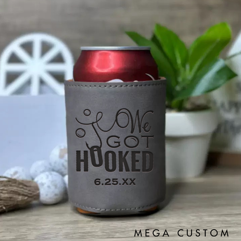 Personalized Fishing Cup Sleeve We Got Hooked Wedding Favors Couples Gift Insulated Drink Holder Perfect for Engagements and Fishing Lovers