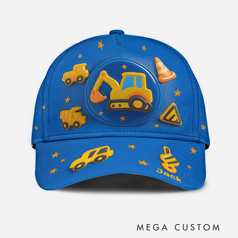 Personalized Fun Cap with Custom Name and Interactive Vehicle Design Perfect for Little Builders Kid Classic Cap