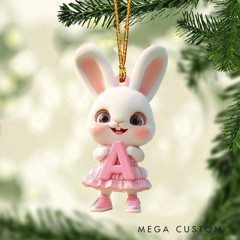 Personalized Bunny Alphabet Ornament with Custom Letter and Adorable Animal Design Perfect for Charming Holiday Decor Christmas Ornament