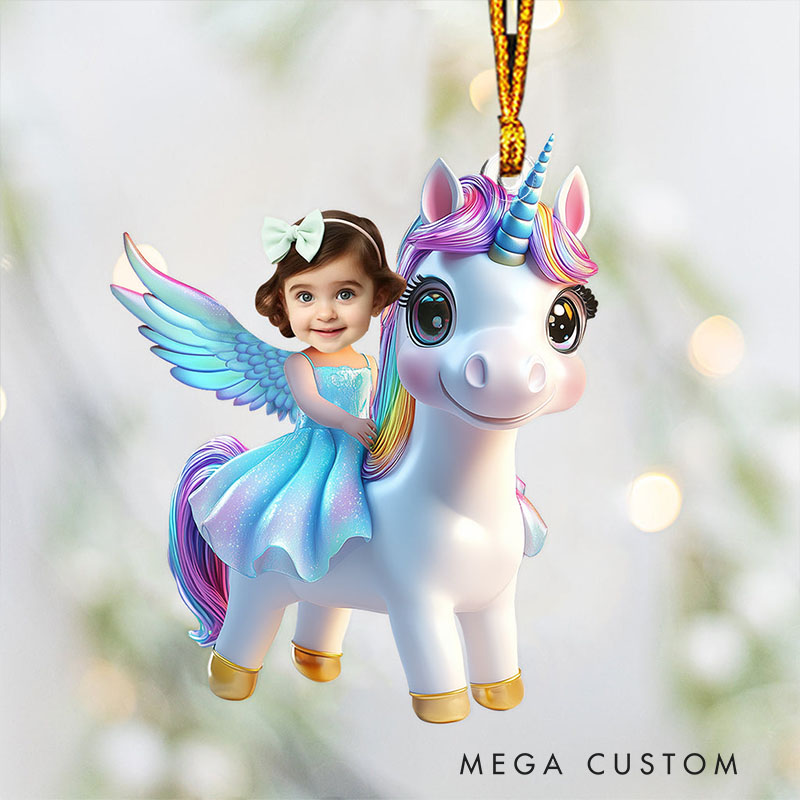 Personalized Unicorn Photo Ornament with Custom Image and Whimsical Fantasy Design Perfect for Cherished Holiday Memories Christmas Ornament
