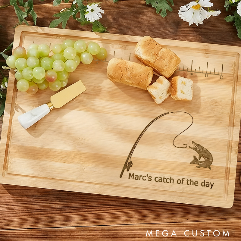 Personalized Fishing Cutting Board Fish Measuring Board Catch of the Day Gift Fisherman's Gift Fathers Day Gift Custom Name Perfect Gift for Fishing Enthusiasts
