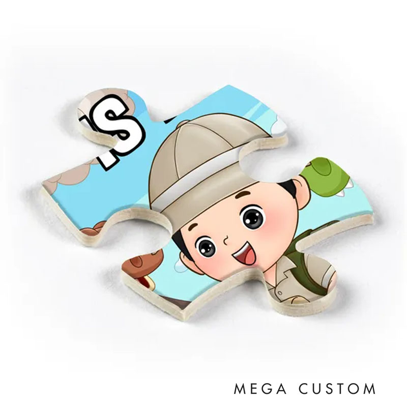Personalized Dinosaur Adventure Puzzle with Custom Name and Explorer Theme Perfect for Fun and Educational Playtime Kid Puzzle