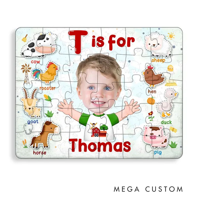 Personalized Farm Animal Puzzle with Custom Name and Cute Animal Illustrations Perfect for Engaging Educational Playtime Kid Puzzle