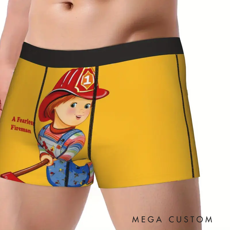 Personalized Firefighter Themed Funny Boxers with Fearless Fireman Design Playful Gift for Firefighter